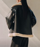 太平鳥(niǎo)女裝短外套美拉德機車(chē)服衣外套女冬時(shí)尚美式夾克 黑色 M 曬單實(shí)拍圖