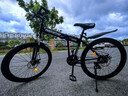 SANGPU折疊自行車成人山地車公路學(xué)生男變速賽車越野單車通勤城市代步女 旗艦-輻條-黑白【減震+厚輪胎】 26寸21速【適合身高165-180cm】 曬單實(shí)拍圖