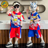 G.DUCKKIDS童裝男童套裝夏季新款賽羅奧特曼衣服兒童運(yùn)動(dòng)套裝卡通寶寶兩件套 彩虹奧特曼藍(lán)色aoegkqe 110 建議100-110cm4-5歲 曬單實(shí)拍圖