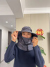 DEATKN德國遮陽(yáng)帽夏季戶(hù)外釣魚(yú)帽子男女登山防曬帽護脖大碼漁夫帽 c005側網(wǎng)護脖深灰色 均碼 標準碼（56-59cm正常頭圍）(收藏送冰袖 曬單實(shí)拍圖