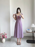 小野七天法式度假風(fēng)連衣裙新品碎花女2025夏季新款氣質(zhì)復古顯白顯瘦裙子 紫色 M 曬單實(shí)拍圖