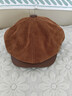 啄木鳥(niǎo)真皮報童帽男士秋冬季中老年鴨舌帽羊皮八角貝雷帽女畫(huà)家帽通用潮 土黃棕色羊皮 2XL （59-60cm）可調節 曬單實(shí)拍圖