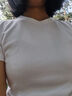 京東京造短袖女T恤重磅正肩女士t恤25夏季女裝打底衫白小T 白色 M 曬單實(shí)拍圖