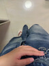 AAISUP美式復(fù)古水洗做舊折痕牛仔短褲女夏季寬松七分直筒闊腿中褲 藍色 M 曬單實拍圖