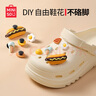 名創(chuàng)優(yōu)品（MINISO）洞洞鞋男女夏季外穿涼鞋防滑厚底踩屎感包頭涼拖鞋 卡其+海洋星星 曬單實(shí)拍圖