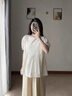苒琦媽咪孕婦夏裝套裝兩件套純棉鏤空襯衫上衣夏季薄款時(shí)尚休閑慵懶風(fēng)遮肚 杏色上衣+卡其闊腿褲【套裝】 XL 曬單實(shí)拍圖