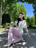 回力沖鋒褲女春秋2025新款休閑時(shí)尚洋氣高級(jí)感傘兵褲紫色多巴胺工裝褲 曬單實(shí)拍圖