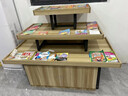 森山坡居中島展示臺(tái)超市堆頭架商超鞋店促銷臺(tái)圖書玩具流水臺(tái)帶柜子貨架 120*90三層中島 淺胡桃色 曬單實(shí)拍圖