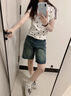 冶芷滿印星星織帶插肩袖T恤女夏季美式復(fù)古y2k修身短款短袖 滿印星星T恤白黑色 L 曬單實(shí)拍圖