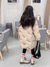 迪士尼（Disney）女大童冬裝羽絨服2024新款洋氣加厚白鴨絨女孩冬季中長(cháng)款外套潮 卡其色中長(cháng)款 120cm 曬單實(shí)拍圖