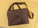 JLFGPJ復古真皮男士公文包頭層牛皮橫款手提包休閑商務(wù)單肩斜挎包電腦包 咖啡色 大包15英寸 曬單實(shí)拍圖