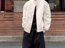 主意范（ZHUYIFAN）夾克男三防美式飛行春秋穿搭一整套立領(lǐng)棒球服外套短款工裝沖鋒衣 【白夾克+黑長(cháng)袖+黑西褲】三件套 XL 130-150斤 曬單實(shí)拍圖