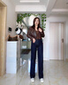 羅蒙（ROMON）休閑褲女2025春秋新款高腰牛仔褲寬松闊腿加長(zhǎng)中年媽媽直筒長(zhǎng)褲子 黑色/春秋加絨 M  /2尺/建議90-102斤 曬單實(shí)拍圖