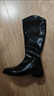 百麗踏長(cháng)筒靴后拉鏈厚底真皮女高跟尖頭騎士靴長(cháng)靴高筒靴口西部牛仔女靴 黑色37 曬單實(shí)拍圖
