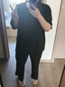 LPOX夏季套裝女大碼休閑2-300斤短袖闊腿褲套裝女兩件套2025年新款 黑色【兩件套】 XL 建議115-150 曬單實(shí)拍圖