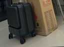 袋鼠（KANGAROO）多功能前開(kāi)口行李箱男小型登機箱小清新拉桿箱女高顏值密碼旅行箱 閃耀黑【前開(kāi)口+充電口+杯架】 20英寸 【橫版登機箱】 曬單實(shí)拍圖