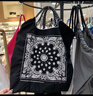 日系Ball Chain同款平替刺繡購物袋花藤腰果花系列【不含肩帶】 深灰色【花藤】/ 大號 曬單實(shí)拍圖