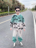 G.DUCKKIDS兒童裝男童春秋裝套裝春秋款2025新款男孩運(yùn)動(dòng)酷帥氣大童衛(wèi)衣秋季 綠色 160 cm 曬單實(shí)拍圖