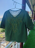 啄木鳥(niǎo)棉麻大碼套裝媽媽夏裝50-60歲洋氣新款夏兩件套氣質(zhì)母親節禮物衣 綠色單上衣 均碼 XL 130-145斤 曬單實(shí)拍圖