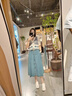 哈魯迪牛仔半身裙女2025夏秋新款單排扣高腰顯瘦中長(cháng)款前開(kāi)叉百搭大擺裙 藍色 L （100-120斤） 曬單實(shí)拍圖