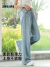 朱阿姨女大童天絲牛仔褲夏季薄款2025新款褲子初中生女孩闊腿褲春裝長褲 藍色 夏款 160 曬單實拍圖