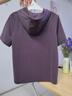 阿吉多短袖t恤女2025新款夏季精致刺繡休閑帽衫大碼漂亮媽媽上衣 紫色 XL 曬單實(shí)拍圖