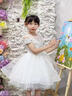 思妙星公主裙女童高端禮服花童婚禮小女孩禮服兒童主持人鋼琴演奏演出服 白色短款 130 曬單實拍圖
