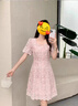 AEMAPE大牌奢侈真絲連衣裙夏新款高端精致小個子桑蠶絲媽媽蕾絲裙子 粉色 M 建議100斤以內(nèi) 曬單實拍圖