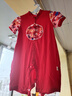 優(yōu)奇嬰兒衣服男女寶寶連體衣夏季中國風(fēng)滿月百天周歲紅色喜慶中式外出 曬單實(shí)拍圖