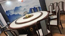 新中式酒店電動(dòng)餐桌大圓桌會(huì )所飯店包廂大理石巖板實(shí)木吃飯桌20人 2.2米手動(dòng)桌（進(jìn)口實(shí)木+手動(dòng)轉盤(pán)） 曬單實(shí)拍圖