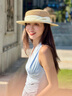 Siggi防曬草帽女春夏法式出游平頂遮陽(yáng)帽時(shí)尚休閑海邊度假禮帽送禮母親 曬單實(shí)拍圖