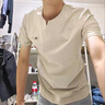 皮爾卡丹（pierre cardin）2025新款男士純棉v領短袖T恤純色雞心領半袖夏裝潮流韓版薄款上衣 淺灰 XL 推薦【130-155斤】 曬單實拍圖