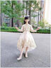 G.DUCKKIDS女童禮服公主裙兒童生日走秀蓬蓬紗裙夏花童婚紗主持人鋼琴演出服 香檳色前短后長(zhǎng) 150 身高140-145cm年齡11-12歲 曬單實(shí)拍圖