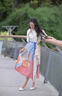 蕓蕁裙子女夏季2025新款文藝度假風(fēng)新款藝術(shù)感復(fù)古油畫不規(guī)則半身裙女 [套裝]梵高文藝半身裙+短袖上衣 XL 曬單實(shí)拍圖