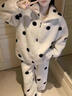 悠曼婭學(xué)生睡衣女秋冬波點(diǎn)法蘭絨家居服珊瑚絨加厚加絨拉鏈保暖衣套裝 米白色清新波點(diǎn)拉鏈套裝 L （100-120斤） 曬單實(shí)拍圖