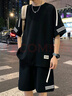 佐菲利休閑運(yùn)動(dòng)套裝男款夏季新款青少年寬松冰絲條紋短袖t恤短褲一整套 曬單實(shí)拍圖