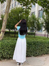 蘿美醬白色裙褲女夏季2025新款小個(gè)子a字半身裙高腰垂感休閑冰絲闊腿褲 白色裙褲 M 曬單實(shí)拍圖