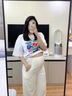 西瓜媽媽孕婦裝春夏外穿2025新款無(wú)托腹奶芙褲闊腿大碼直筒孕婦褲夏季 炭黑灰+奶白色 XL 【建議140-160斤穿】 曬單實(shí)拍圖