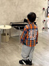 G.DUCKKIDS兒童裝男童春裝襯衫2025新款春秋款中大童男孩春季帥氣格子襯衣潮 橘色 150 cm 曬單實(shí)拍圖