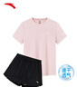 安踏速干套裝丨運(yùn)動(dòng)短袖短褲兩件套女夏季冰絲跑步吸濕透氣羽毛球服 曬單實(shí)拍圖