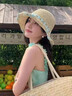 JIOESC薄荷曼草帽子女大帽檐遮陽(yáng)帽漁夫帽可折疊海邊度假夏季防曬太陽(yáng)帽 米白色 帽圍56-58cm 曬單實(shí)拍圖