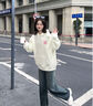 WYKZ品牌聯(lián)名衛(wèi)衣女寬松連帽2025新品潮牌情侶上衣服春秋長(zhǎng)袖T恤男女 024款白色 L (115-130斤) 曬單實(shí)拍圖