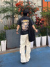 Cebrodz法國 美式高街潮牌短袖t恤男夏季復(fù)古休閑水洗做舊小眾痞帥體恤 水洗黑灰色 XL 曬單實拍圖