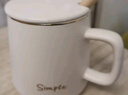 傳旗陶瓷馬克杯帶勺蓋咖啡杯牛奶杯早餐杯辦公杯男女茶杯描金白400ml 曬單實(shí)拍圖
