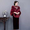 喜媽媽冬新娘仿狐貍毛披肩婚紗披風(fēng)禮服旗袍皮草斗篷外套白色女 酒紅（豪華版） 曬單實(shí)拍圖