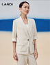 藍地（LANDI）商場(chǎng)同款夏季新款五分袖西裝外套女薄款立體裁剪上衣 米白色 XL 曬單實(shí)拍圖