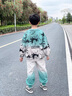 G.DUCKKIDS兒童裝男童春秋裝套裝春秋款2025新款男孩運(yùn)動(dòng)酷帥氣大童衛(wèi)衣秋季 綠色 160 cm 曬單實(shí)拍圖