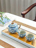 四方亭青花汝窯纏枝茶壺景德鎮高檔中式泡茶壺家用汝瓷開(kāi)片可養功夫茶具 汝窯纏枝青花茶壺-仿古(送茶杯) 201mL(含)-300mL(含) 曬單實(shí)拍圖