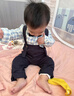 Auro Mesa男童夏季短褲套裝紳士領結格子襯衣背帶短褲韓版周歲演出禮服 淺藍色 100 曬單實拍圖