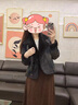 粟茝牛仔皮草拼接外套2025冬新款機車(chē)女鵝絨羽絨服皮毛一體年輕款 黑色 內膽90鵝絨 M 80斤-110斤 曬單實(shí)拍圖